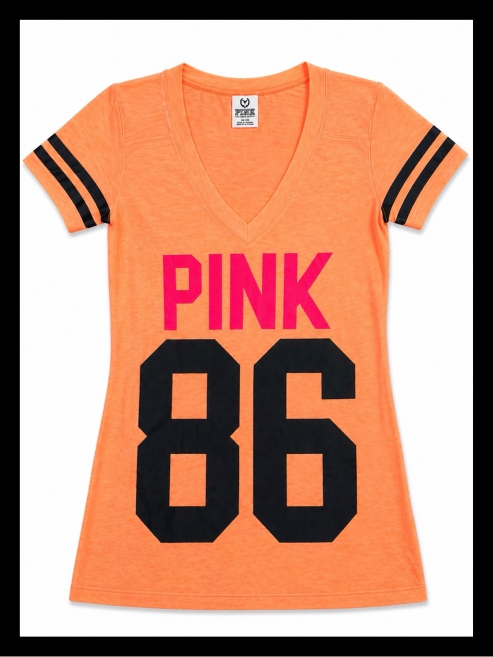 💕ⓅⒾⓃⓀ ⓋⓈ Y2K  Orange Football Style “PINK 86” V-Neck Tee✨💕